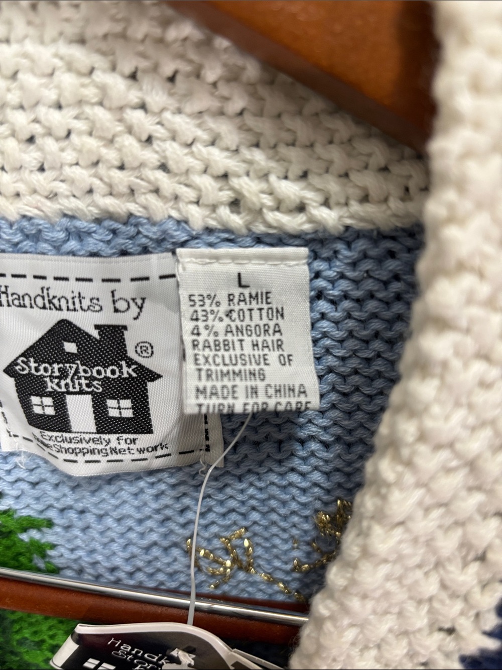 NWT Vintage Storybook Knits Christmas Sweater Cardigan Santa Scenic Large - Picture 3 of 13